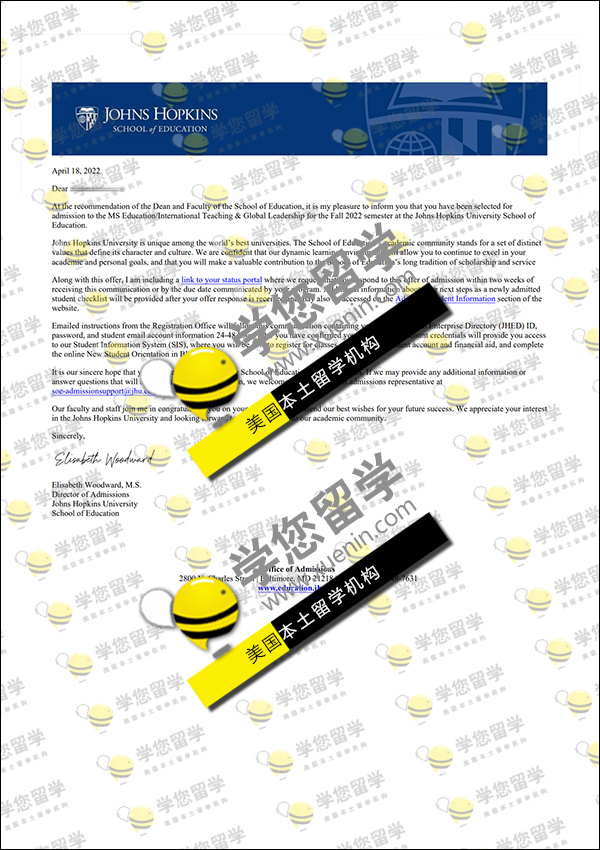EDU(教育学)捷报！斩获_约翰霍普金斯大学Offer一枚